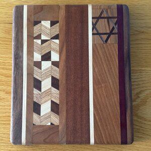 Cutting Board Reversible Hand Crafted Mixed Hardwoods Star of David